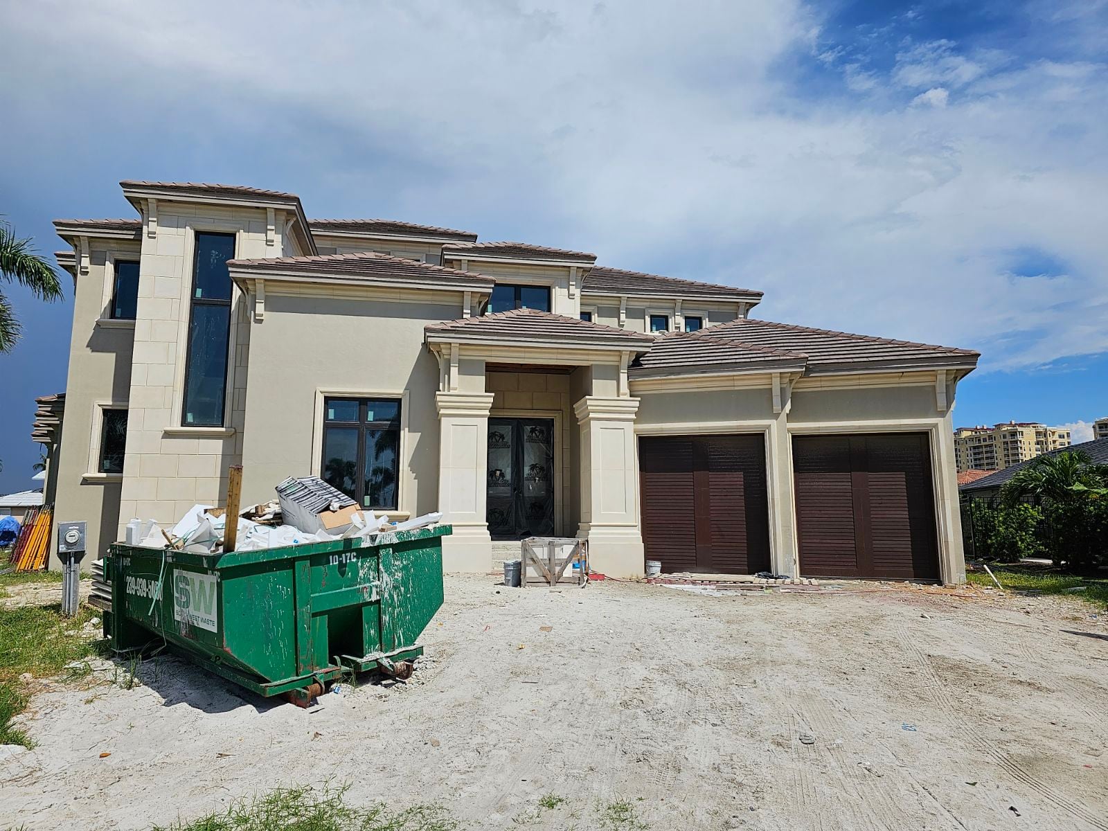 New-build modern home in the finishing stage of construction