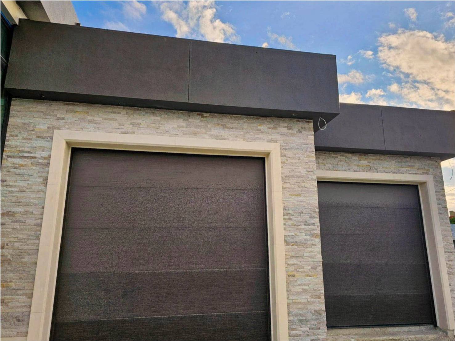 Stacked-stone garage column install